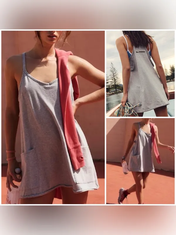 NWOT Free People FP Movement Hot Shot Mini Dress - Heather grey - Large - Image 2