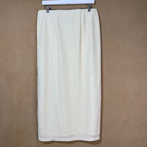 A New Day Eyelet Maxi Skirt Womens Sz 10‎ Cream Floral Lace Slit NWT Boho Summer - Image 2