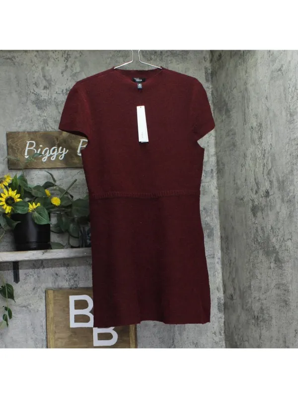 NWT Aqua Womens Boucle Mock Neck Mini Dress 324-MS174 Dark Cherry Red XL - Image 2