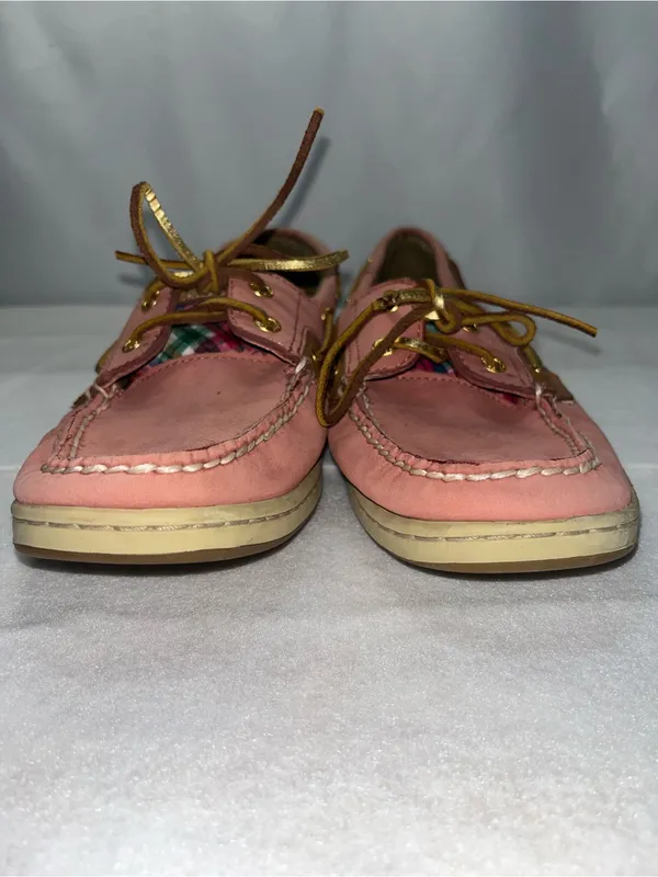 Sperry Top-Sider Pink Leather Plaid Accents Women’s Nautical Boat Shoes Size 8M - Image 2