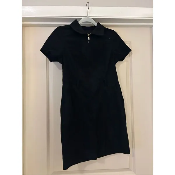NEW Black Corduroy Zip Up Mini Dress S NO BELT - Image 3