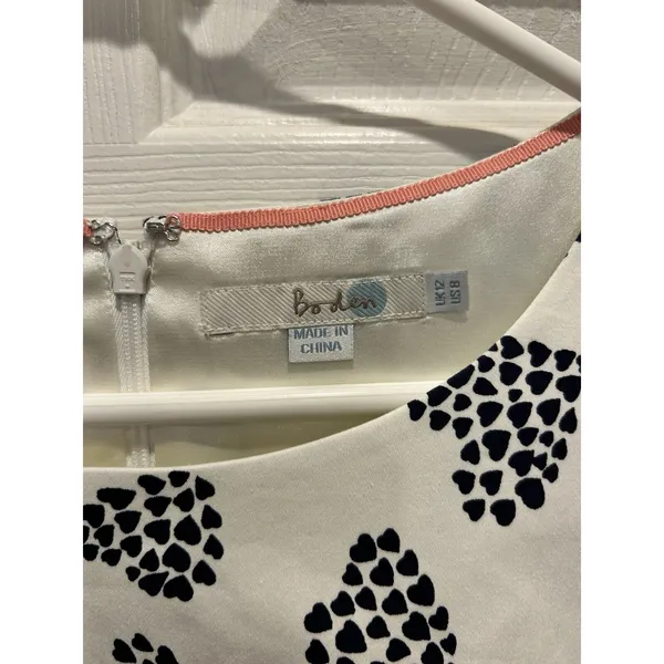 Boden Womens White Navy Blue Heart Print Sleeveless Sheath Dress Size US 8 UK 12 - Image 4