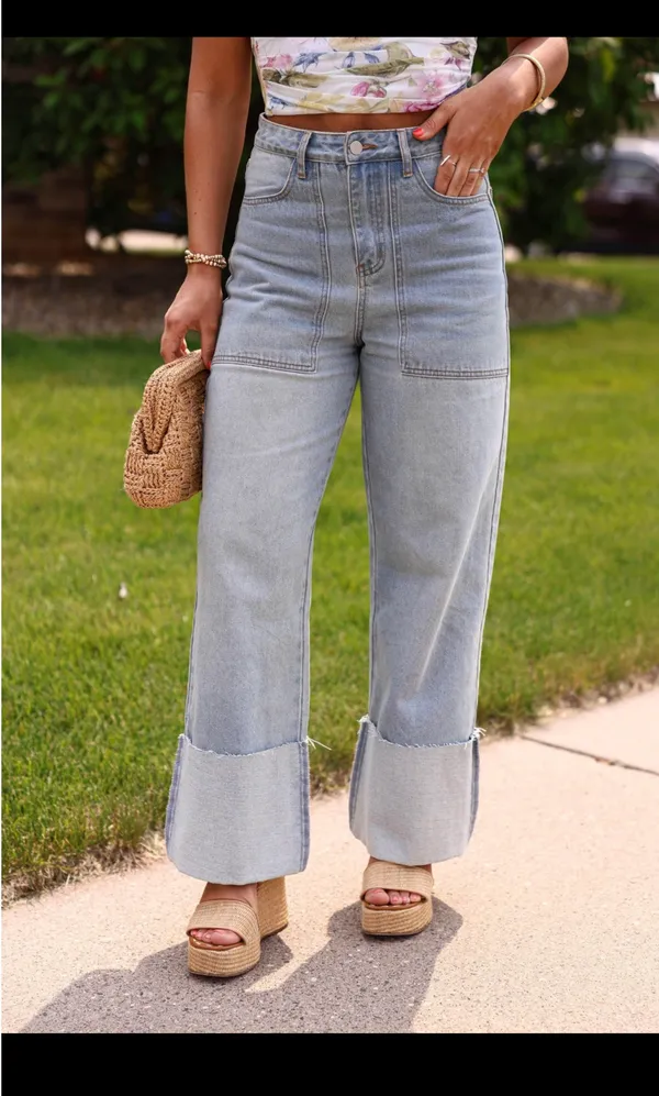 Le lis Wide Leg Oversized Cuff Denim - Image 7