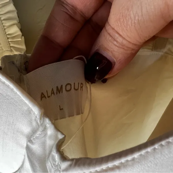 Alamour the‎ Label Katina Poplin Bustier Puff Sleeves Ruffle White Midi Dress - Image 7