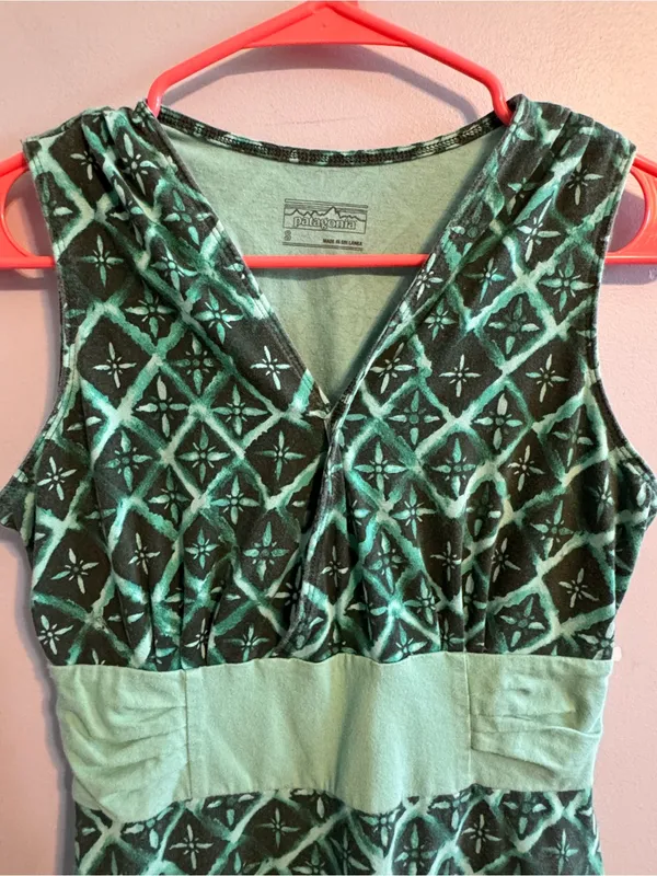 Patagonia Women’s S Organic Cotton Green Geometric Sleeveless Dress - Image 4