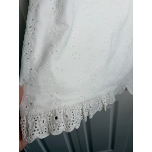 Lulus Eyelet Lace Mini Dress Size S White Puff Sleeve Romantic NEW Rush Sorority - Image 2