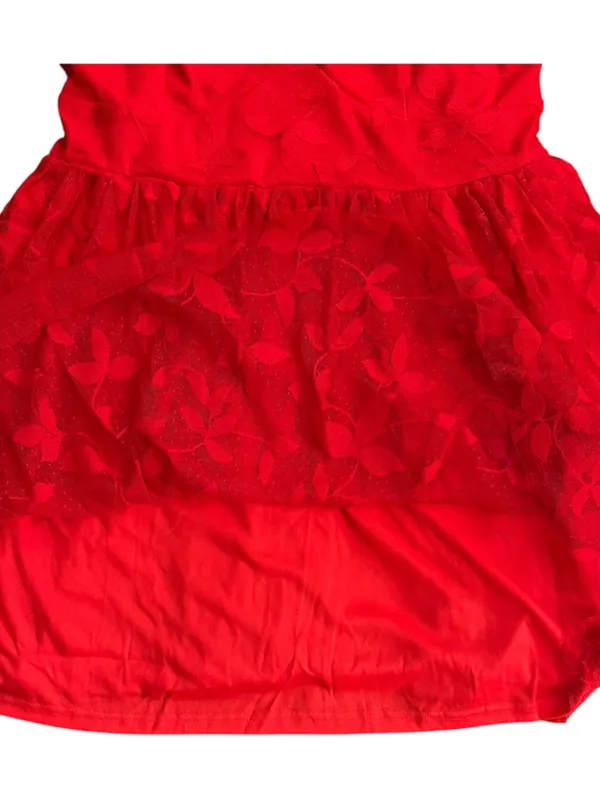SBetro Plus 2XL Red Lace Overlay Puff Sleeve Sweetheart Mini Dress Coquette NWT - Image 8