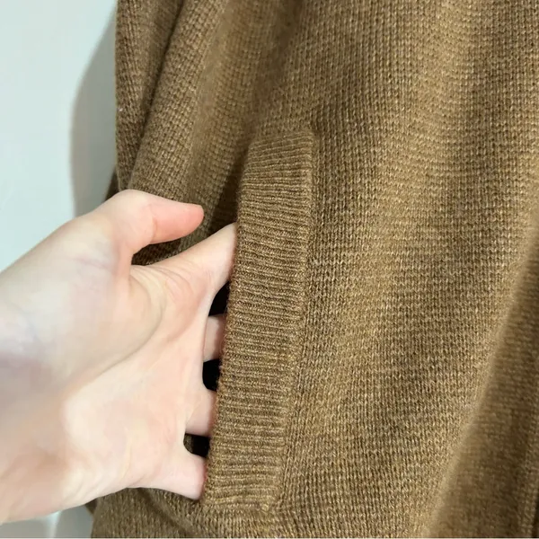 J. Crew Full Zip Flight Sweater Jacket Lambswool Blend Tan Size Medium Preppy - Image 3