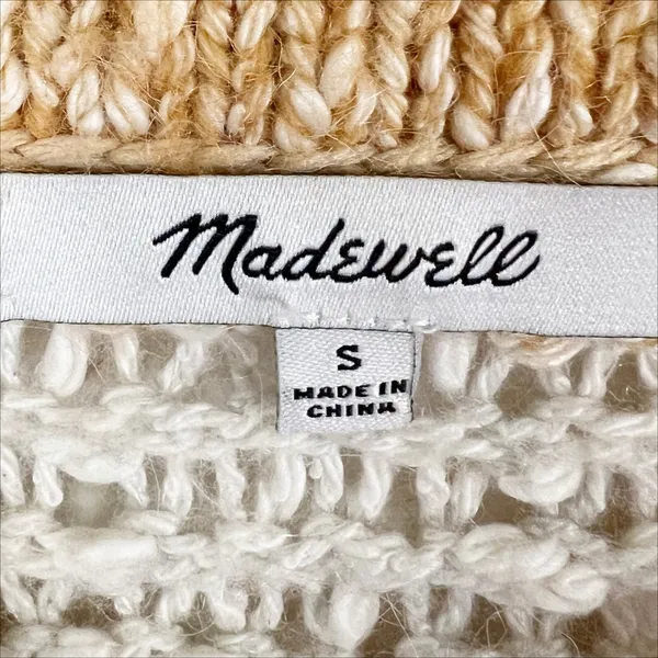 Madewell Baez Pullover Sweater Orange and Cream Stripe Size Small - Image 6