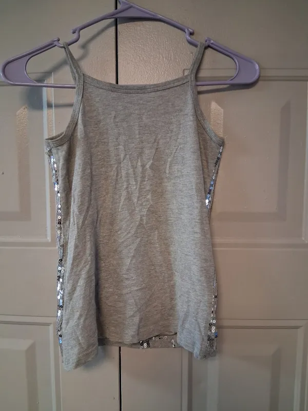 Piper heavily sequined sleeveless tank y2k 2000s top in gray and silver size small. - Image 5