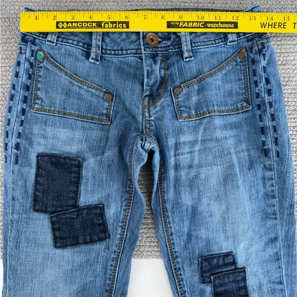Set/2 MEK Denim Keros Skinny Super Bell Low Rise Flare Jeans Patchwork Dk Rinse - Image 11