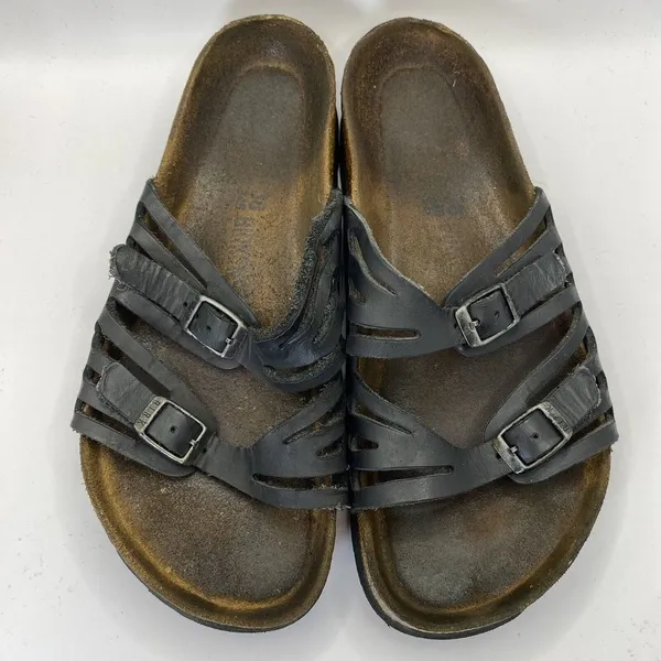 Birkenstock Womens Granada‎ Double Straps Birk Sandals Black Sz 38 US W7-flaw - Image 3