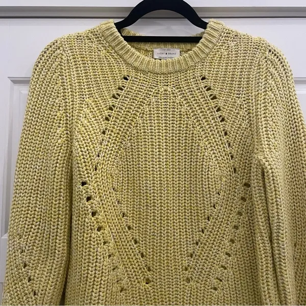 Lucky Brand Light Yellow Cable Knit Sweater size Medium‎ - Image 2