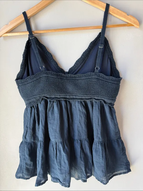 Hollister Boho Navy Crochet Babydoll Cami Top Coastal - Image 3