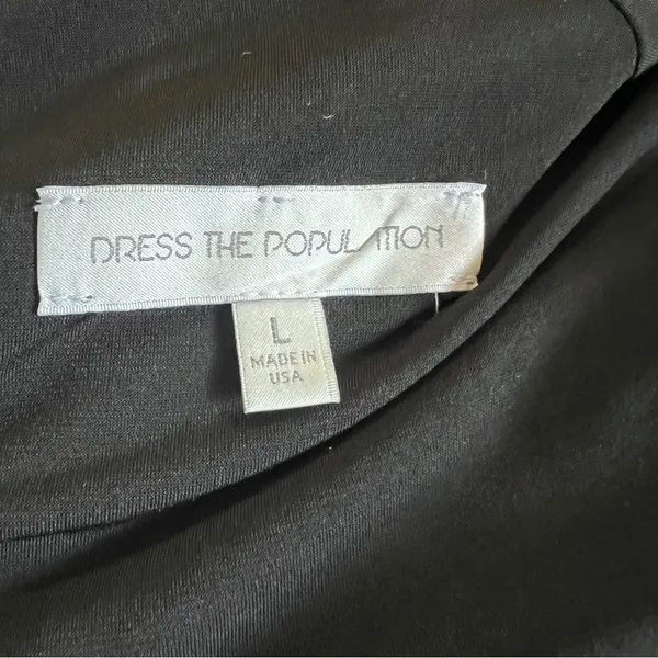 Dress the Population Kelly Black Sequin Open Back Mini Dress L - Image 9