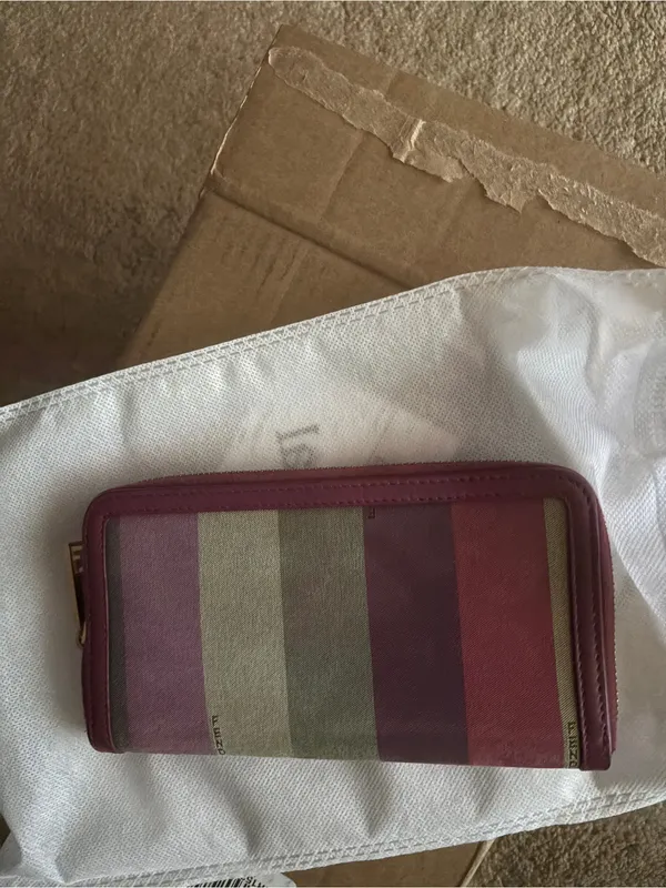 Fendi striped Zip Around Wallet - Burgundy and Olive - Image 2