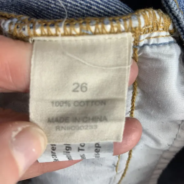 John Galt Brandy Melville Sz 26 Shorts High Rise Cuffed Denim Blue‎ Jean Women’s - Image 5