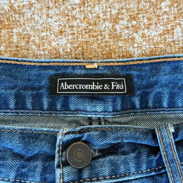 Abercrombie & Fitch Y2K Mini Micro Low Rise Jean Shorts Patchwork Embroidered 27 - Image 3
