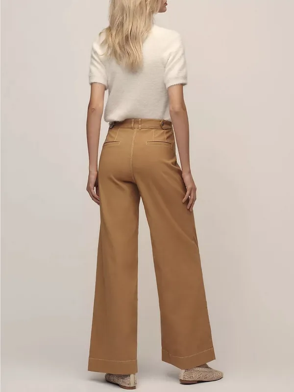 Anthropologie Maeve Women’s Contrast Stitch High Rise Wide Leg Pants Size 8 - Image 5