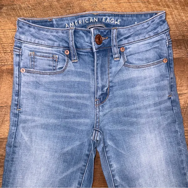 American Eagle Outfitters Women's High Waist Super Stretch Skinny Blue Jeans - Image 5