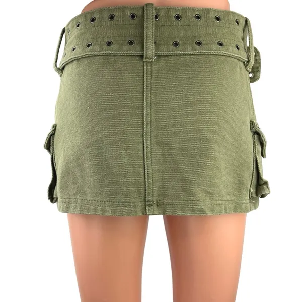 Princess Polly Green High Waisted Belted Mini Cargo Straight Pencil Skirt Sz 2 - Image 3