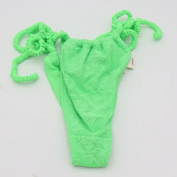 Aerie Bikini Bottom Womens S Cheekiest Neon Green Floral Lace Scrunchie Tie NEW - Image 7