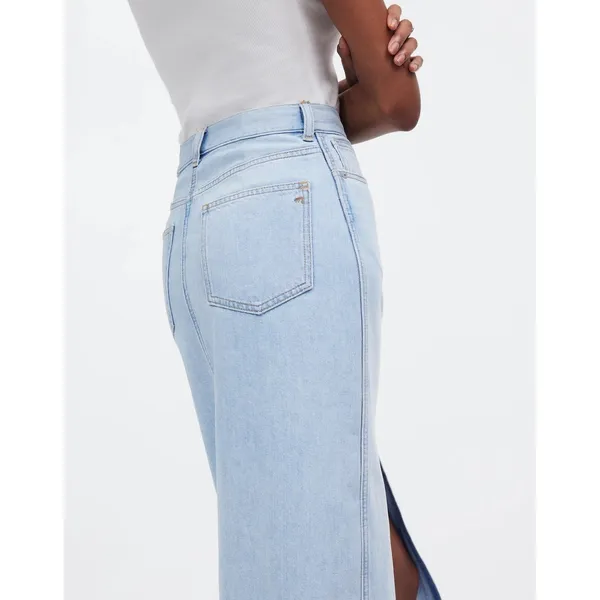 Madewell The Rilee Denim Midi Skirt Fitzgerald Wash Front Slit NWT‎ Size 31 - Image 5