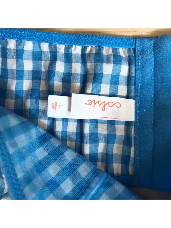 Colsie NWT Women's Blue Gingham Corset Size L - Image 5