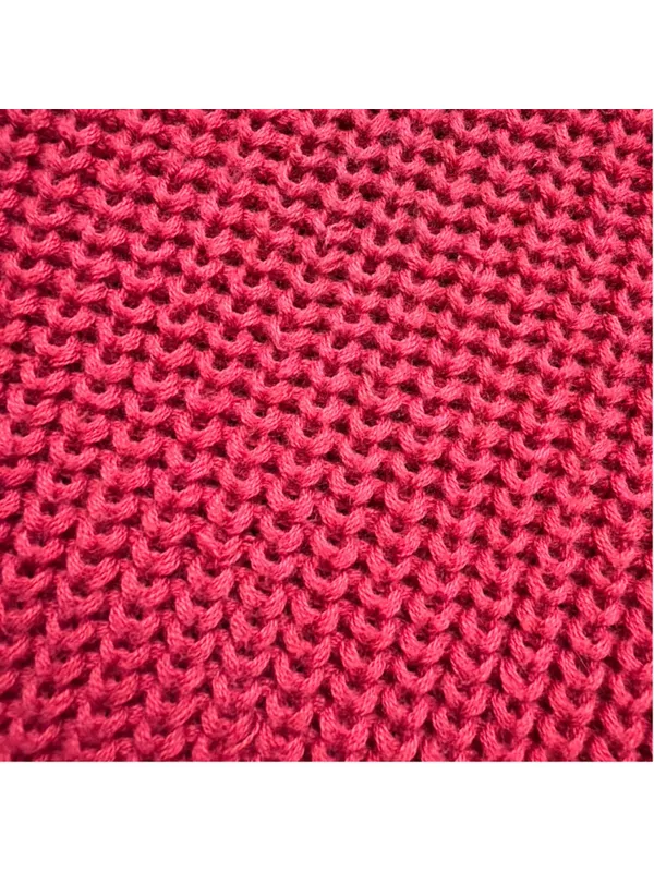 Habitat Clothes To Live In Red Chunky Knit Side Zip Mock Neck Tunic Sweater XL - Image 7