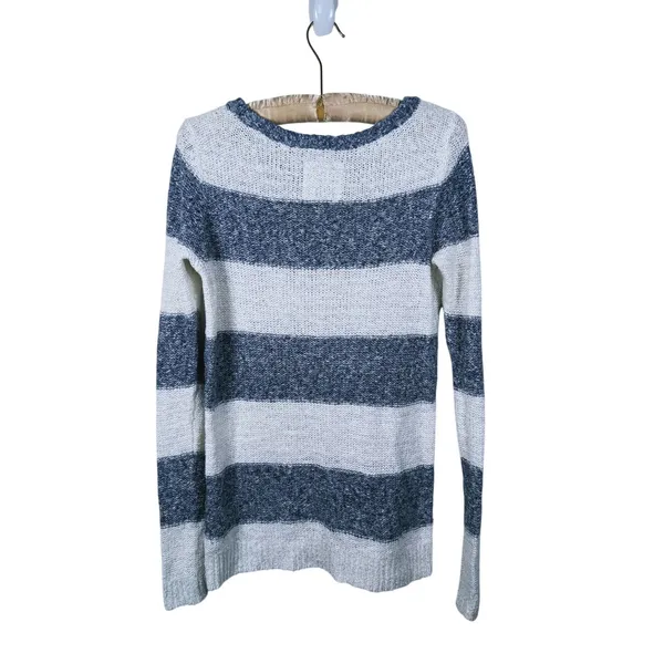Y2K Abercrombie & Fitch Striped Sweater Womens S Blue White Preppy 2000s Bella - Image 3