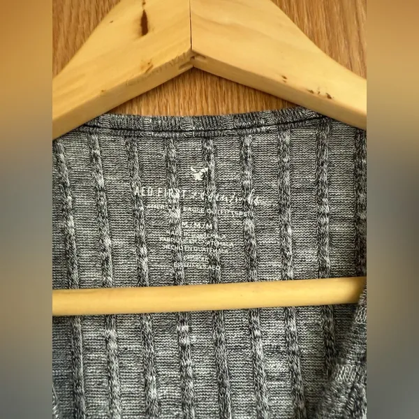 American Eagle Outfitters Charcoal Lace-Up Tank Top - Image 3