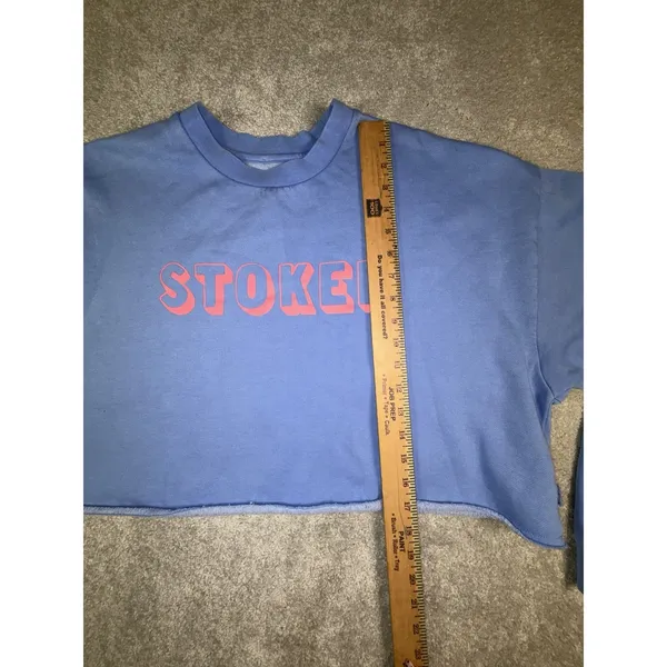 Billabong Cropped Stocked Sweatshirt Blue Pink Medium Relaxed Fit - Image 8