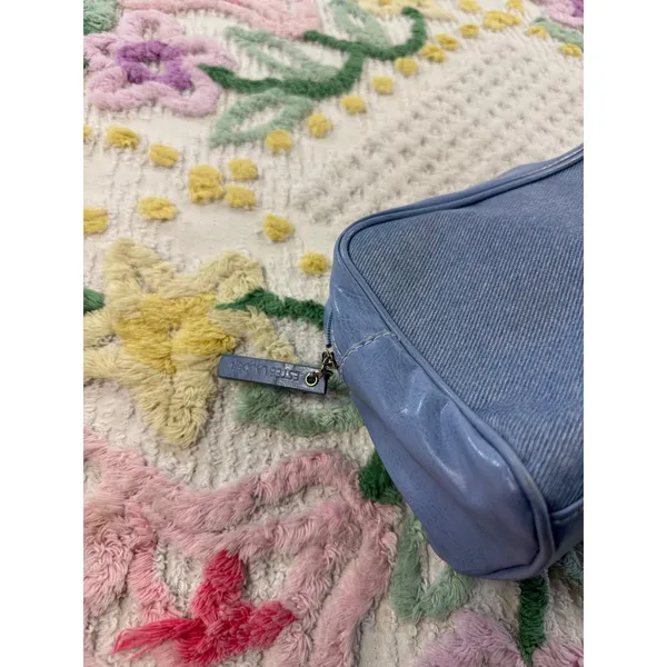 Estee Lauder Blue Denim‎ Faux Leather Cosmetic Makeup Travel Bag Pouch - Image 8