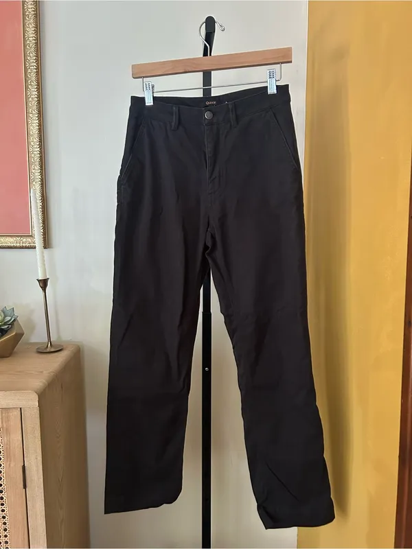 Quince Organic Stretch Cotton Twill Straight Leg Cropped Pants Black Size‎ 2 - Image 3