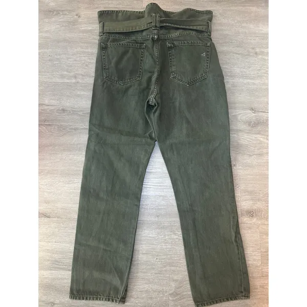 Hidden Belted Olive Green Jeans High Waist Straight Leg‎ Denim Size 26 - Image 4