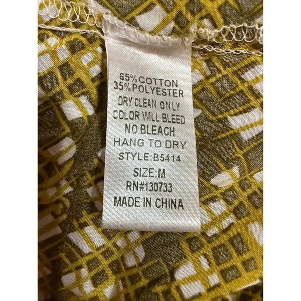 Umgee USA Mustard Yellow Floral Boho Mixed Print Tunic‎ Top Crochet Lace Medium - Image 4