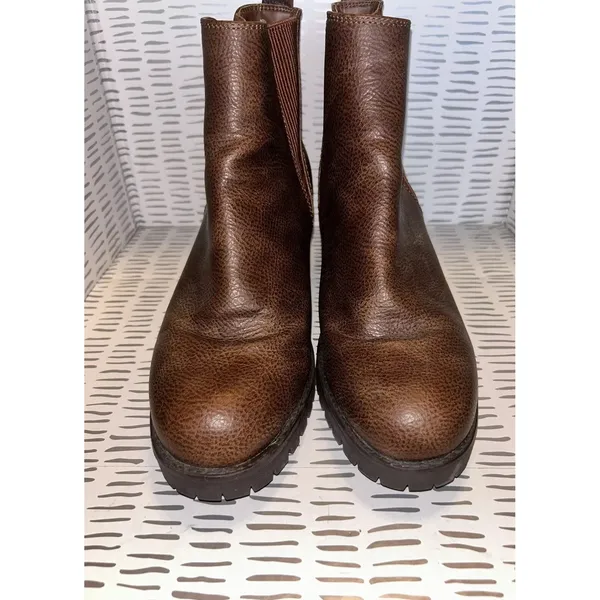 MIA Jody Avya Brown Pebble Grain Chelsea Lug Sole Block‎ Heel Boots 10 Platform - Image 5