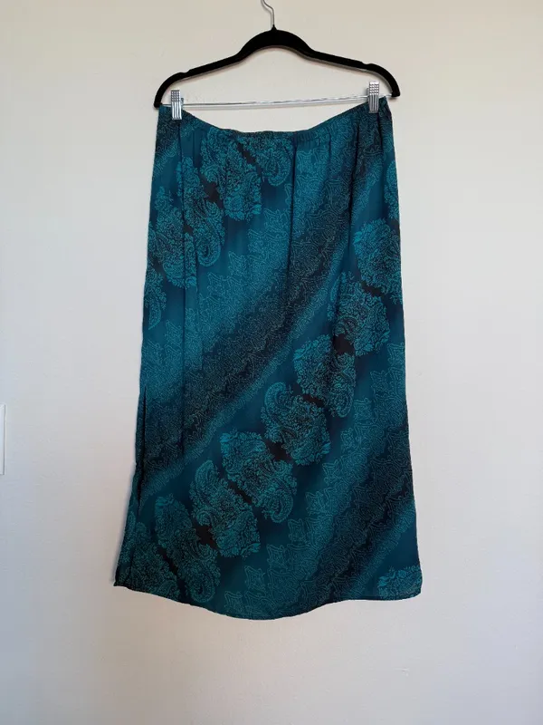 Blue Vintage Bohemian Paisley Middi Skirt XL - Image 4