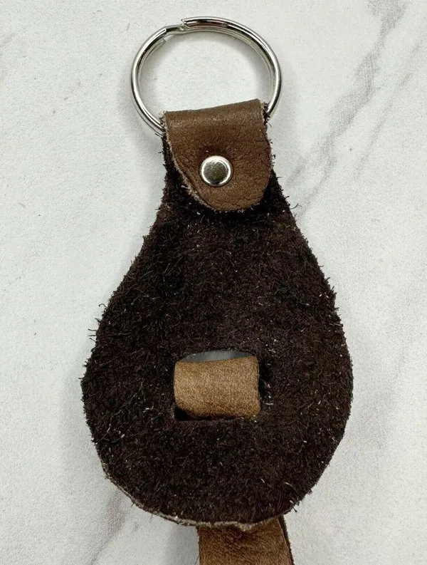 Soft Brown Leather Fringe Western Boho Keychain Keyring - Image 6