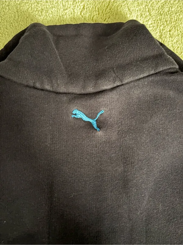 Puma Navy Zip-Up Bomber Jacket with Teal Logo - Image 4