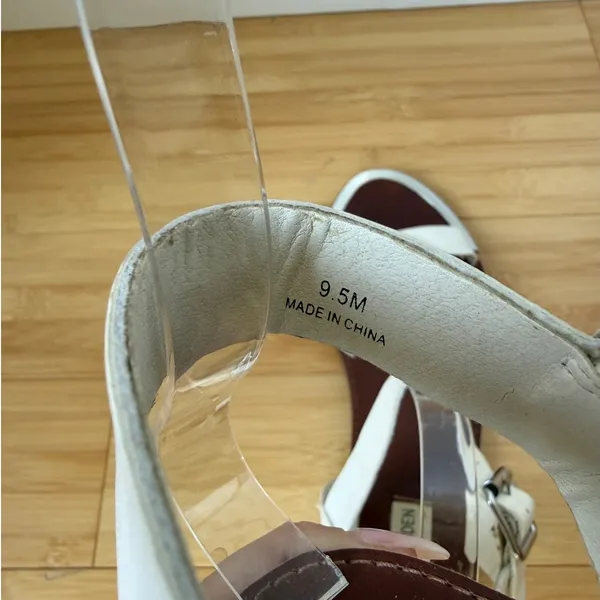 Steve Madden Bayle-R White Sandals Vegan Leather Silver Hardware Size 9.5 - Image 6