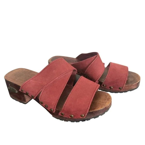 Candies Y2K Red Leather Platform Clogs Womens Size 6 Slide Sandals Lug Soles - Image 8