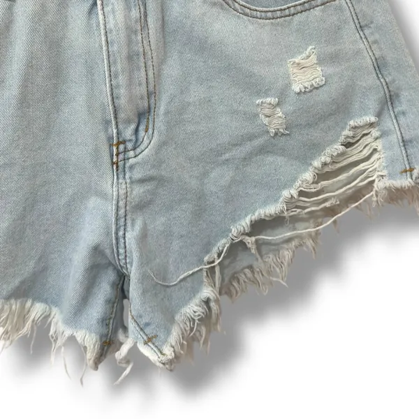 SHEIN | EUC Light Blue High-Waist Distressed Denim Shorts (size S) - Image 6