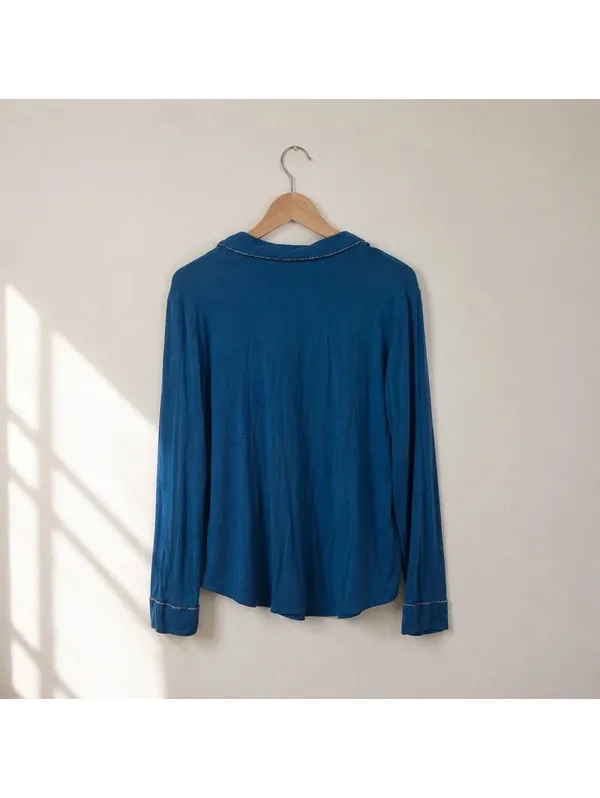 Victoria's Secret Teal Modal Button Front Pajama Sleep Top Shirt Size S - Image 2