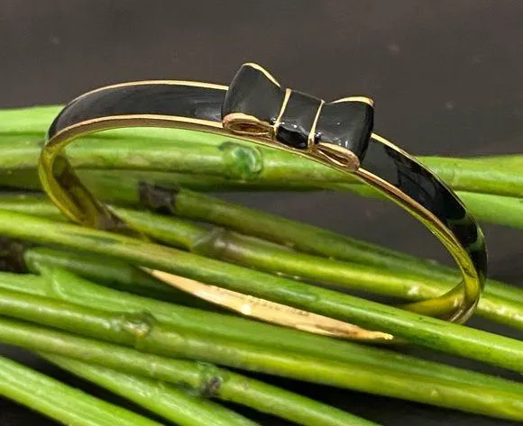 KATE SPADE Black Take A Bow Enamel Layering Stackable Bangle Bracelet - Image 2