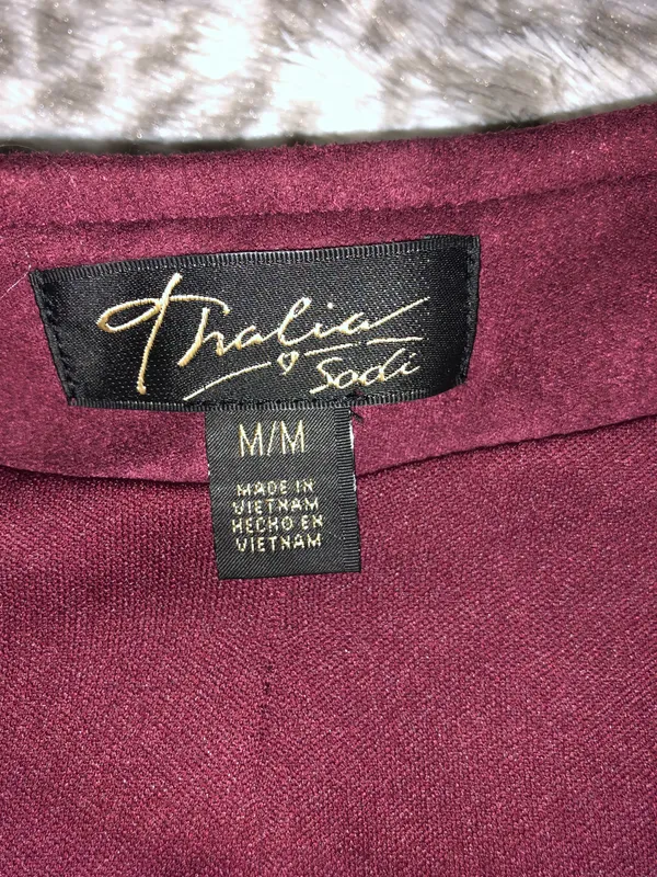 Thalia Sodi Faux Suede Moto-Jacket In Napa Wine Medium - Image 6