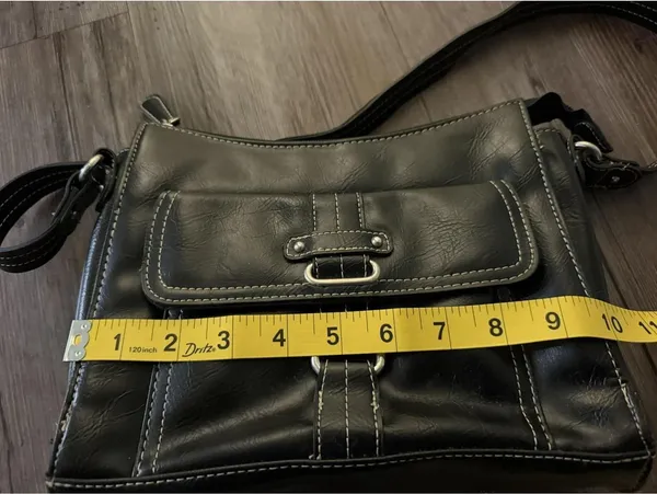 Y2K Black Leather Satchel Buckle Handbag - Image 7