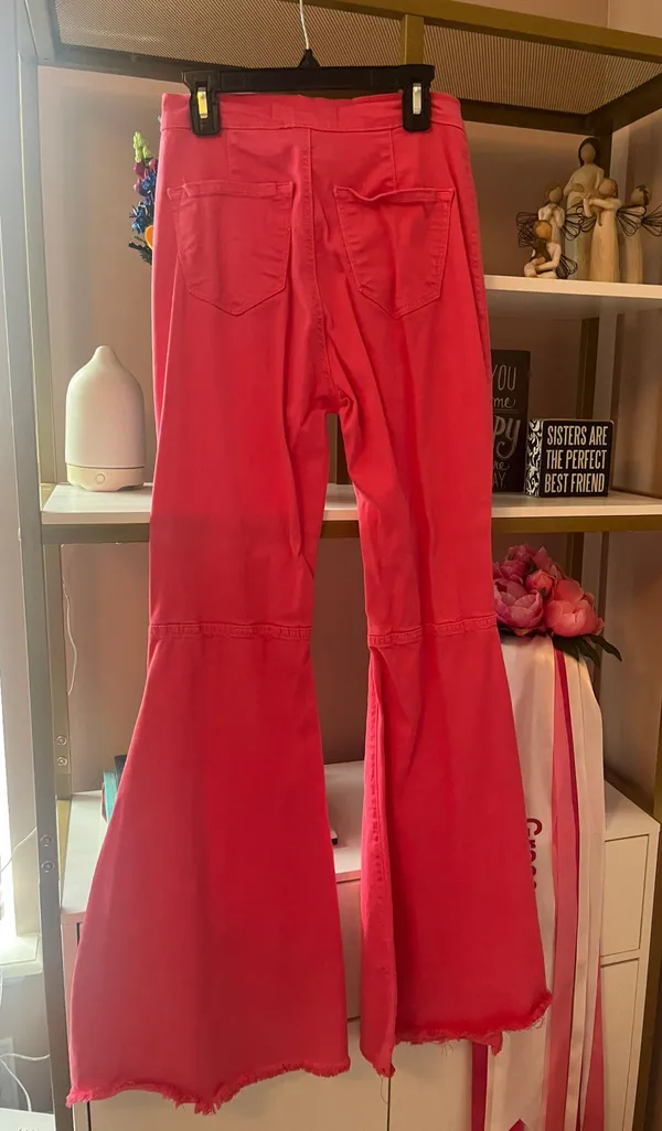 Vibrant Pink Flare Jeans - Image 2