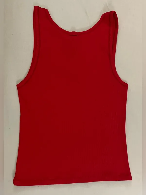 Skims Ribbed Red Scoop Neck Tank Top Size XL Special Edition Color - Image 4