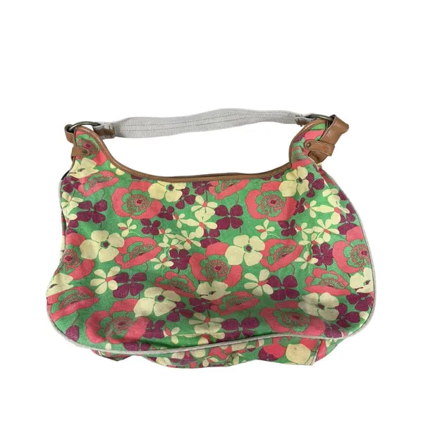Levi’s Green Floral 70s Inspired Retro Groovy Bright Color Top Handle Bag Purse - Image 2
